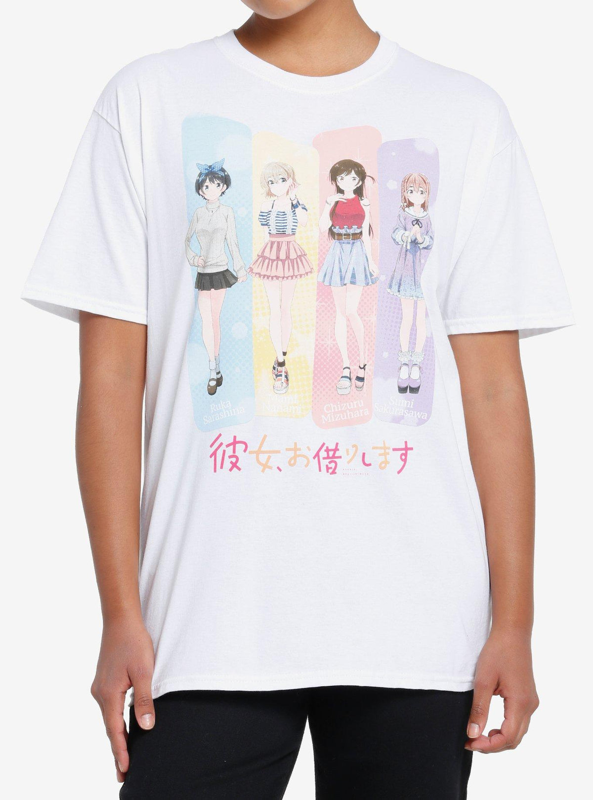 Rent A Girlfriend Pastel Panel Boyfriend Fit Girls T Shirt T Shirt Comfort Fit Daily Wear