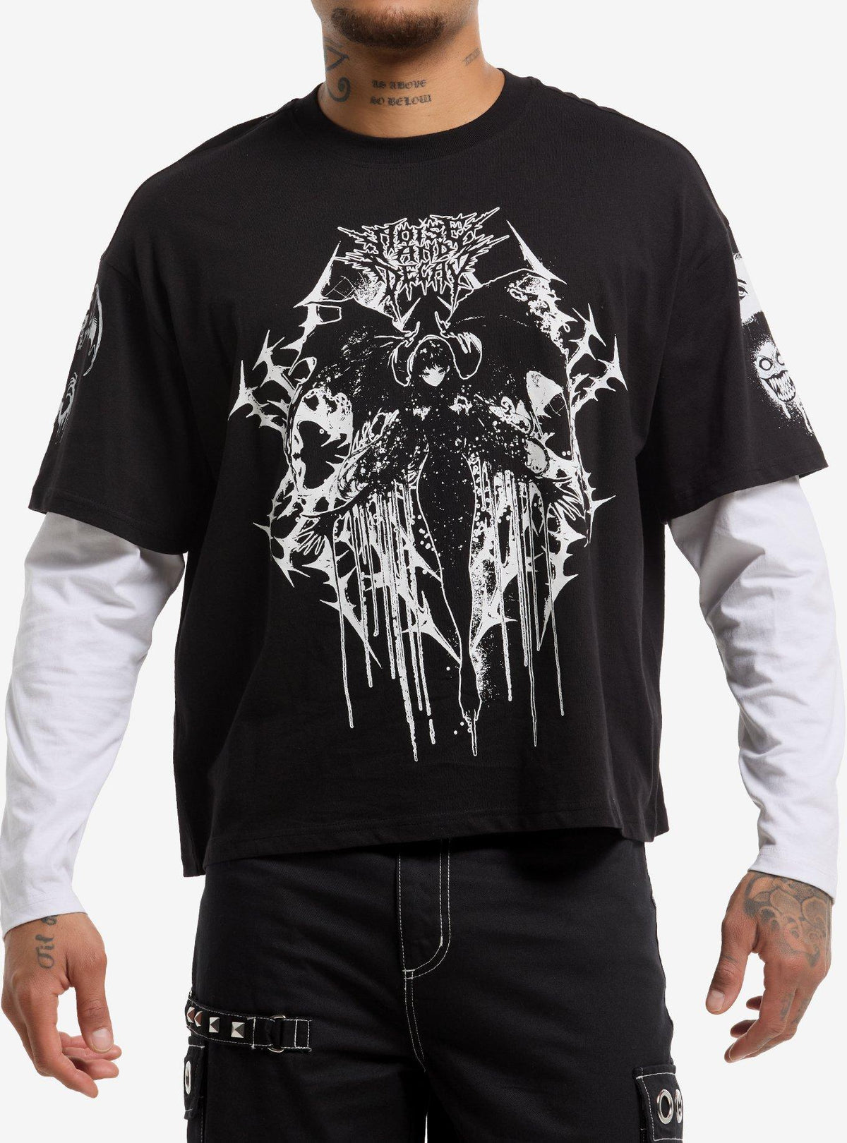 Noise Decay Anime Demon Twofer Long Sleeve T Shirt Long Sleeve T Shirt Comfort Fit Modern Aesthetic