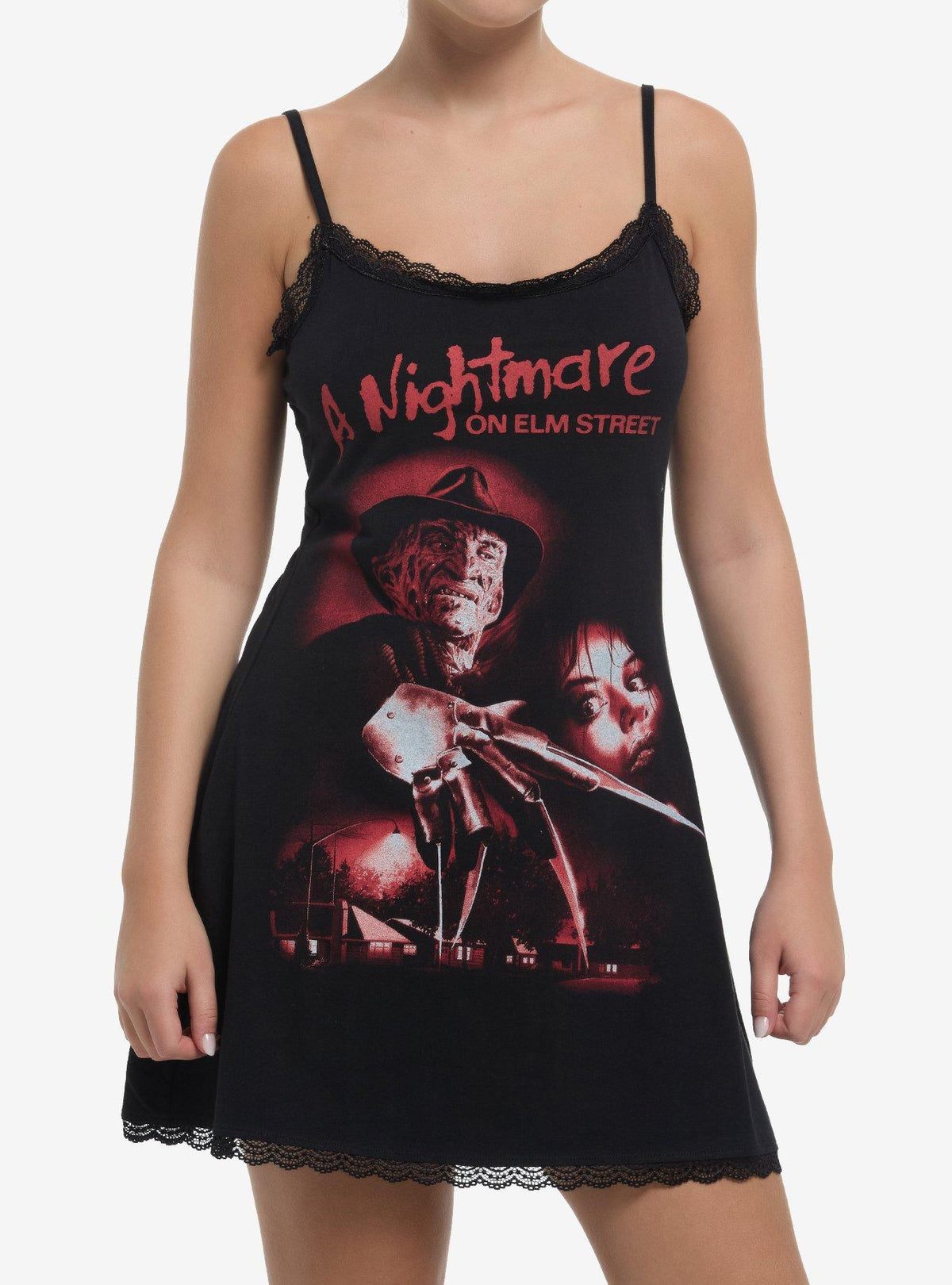 A On Elm Street Lace Cami Dress Apparel Premium Print Graphic Style