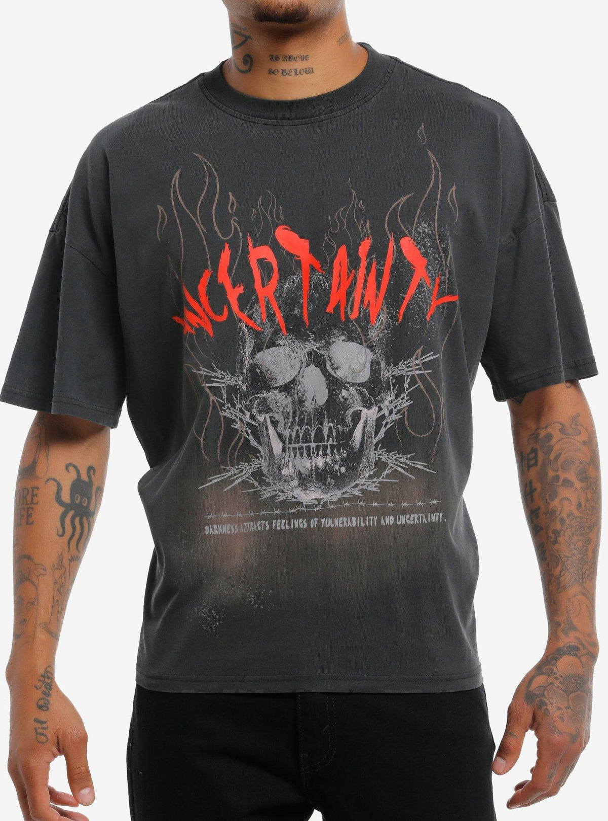 Uncertainty Flaming Skull T Shirt T Shirt Premium Print Gift Ready