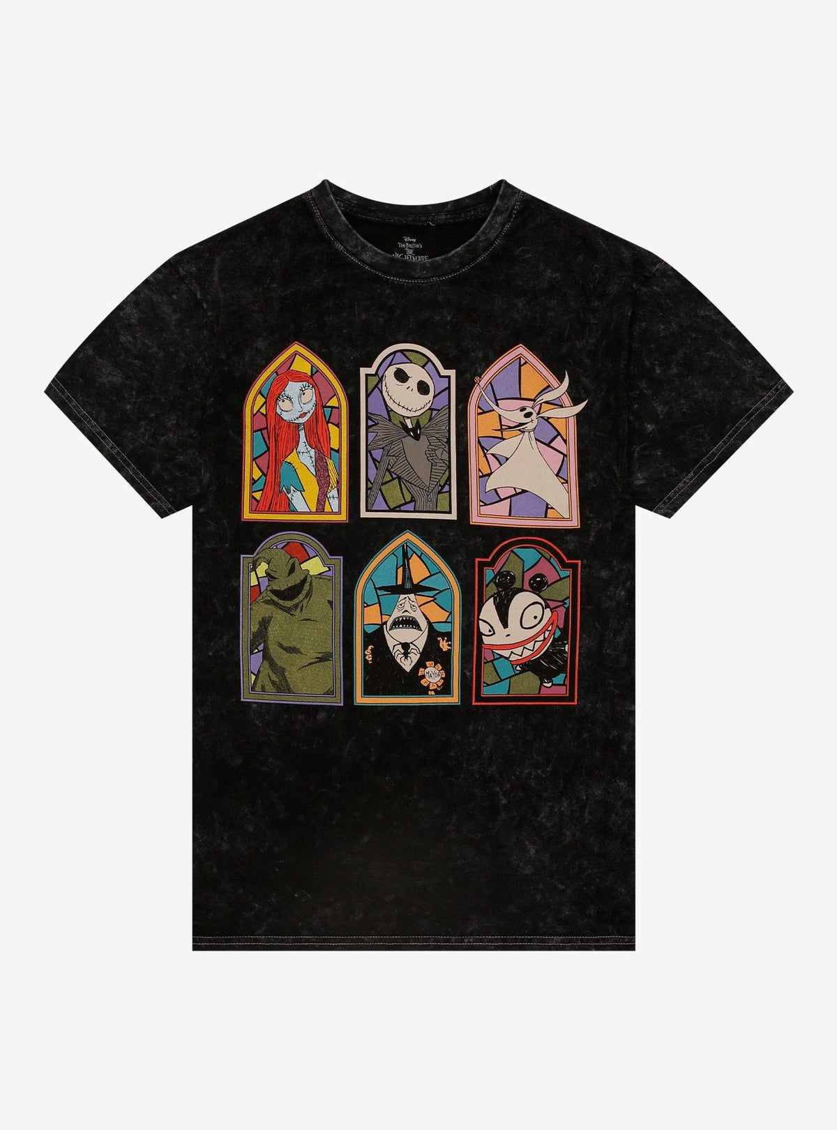 The Nightmare Before Christmas Stained Glass Character Frames Mineral Wash T-Shirt