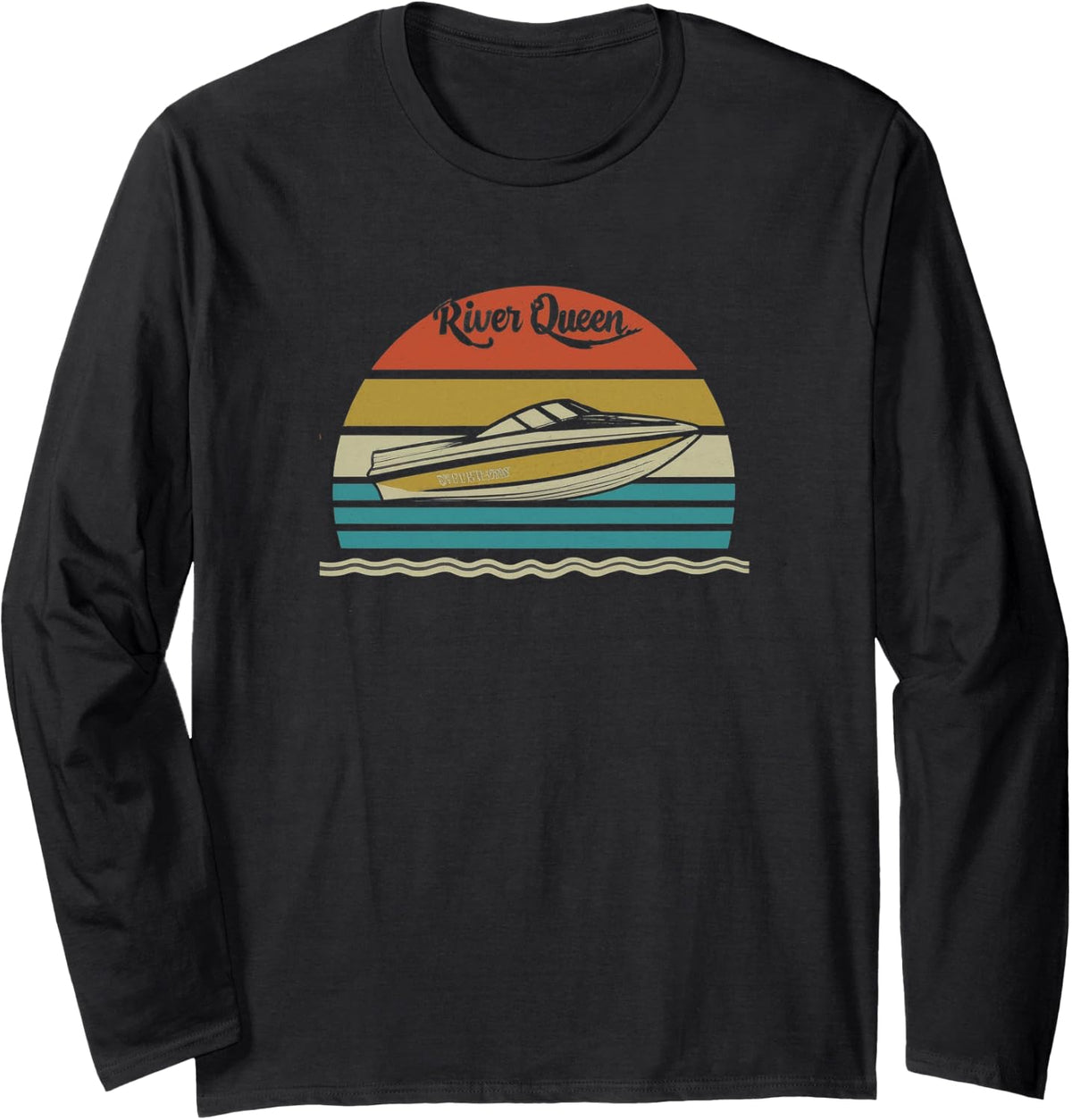 Hip Retro Sunny Day River Queen Ski Boat Long Sleeve Apparel Clean Design 2