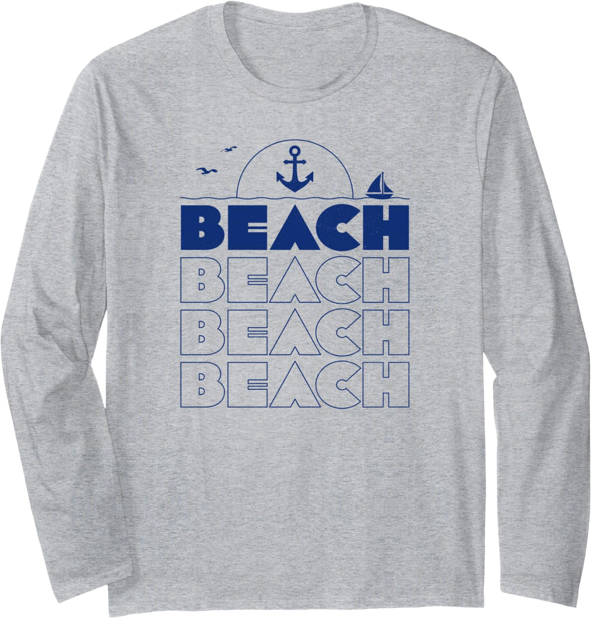 Beach Text Summer Anchor Sun Outline Life Surf Fun Sand Boat Long Sleeve Apparel Premium Print 2