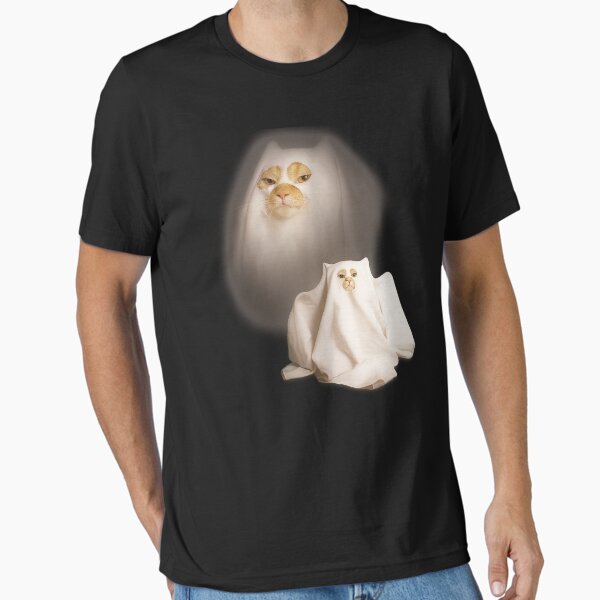 "Ghost Cat Meme Funny Halloween Men Women Kids " Essential T Shirt for Sale by sergi tugas